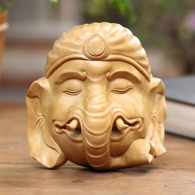 Primary image for Indonesian Wood Mask Ganesha Figurine Ganesha Sleeping