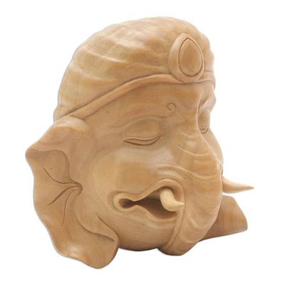 Alternate image for Indonesian Wood Mask Ganesha Figurine Ganesha Sleeping