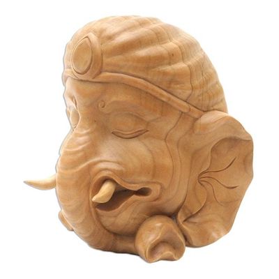 Alternate image for Indonesian Wood Mask Ganesha Figurine Ganesha Sleeping