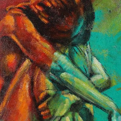 Primary image for Expressionist Oil and Acrylic Female Form Painting from Bali Failure
