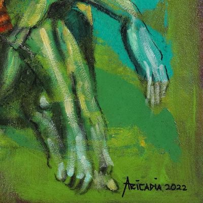 Alternate image for Expressionist Oil and Acrylic Female Form Painting from Bali Failure