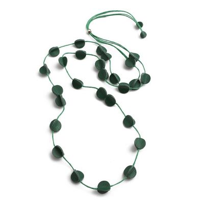 Alternate image for Adjustable Leather Long Station Necklace in Green Shade Party Glam