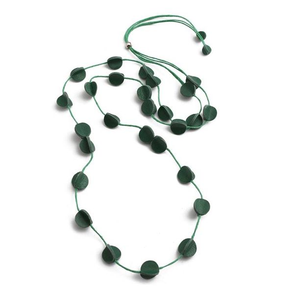Alternate image for Adjustable Leather Long Station Necklace in Green Shade Party Glam