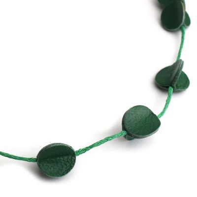 Alternate image for Adjustable Leather Long Station Necklace in Green Shade Party Glam