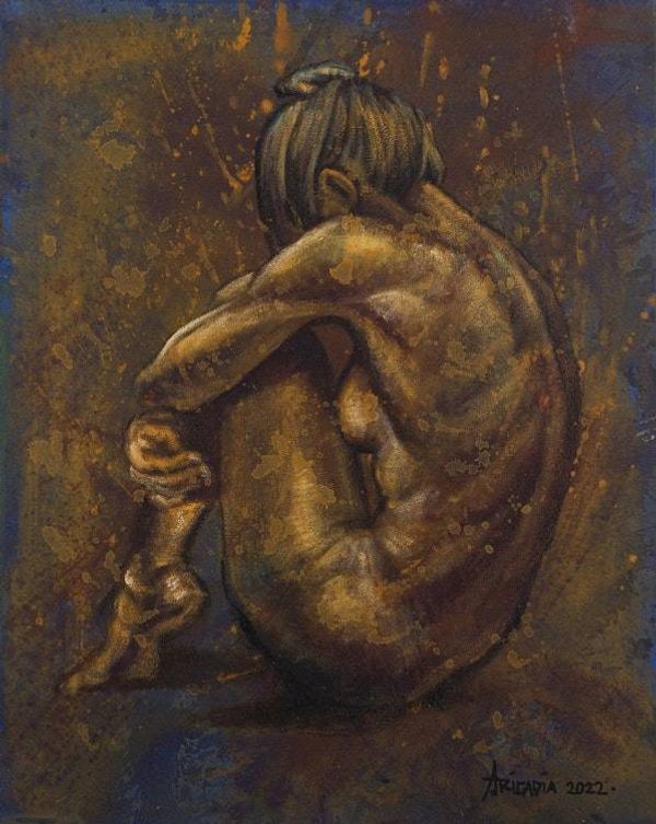 Alternate image for Expressionist Portrait in Oils and Acrylics on Canvas Nudetopia III