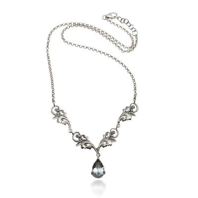 Primary image for 6.5-Carat Blue Topaz Silver Pendant Necklace with Leaf Motif Garden of Devotion