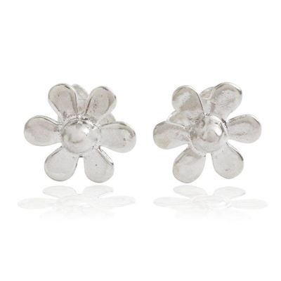 Alternate image for Spring-Themed Polished Sterling Silver Floral Stud Earrings Innocent Bloom