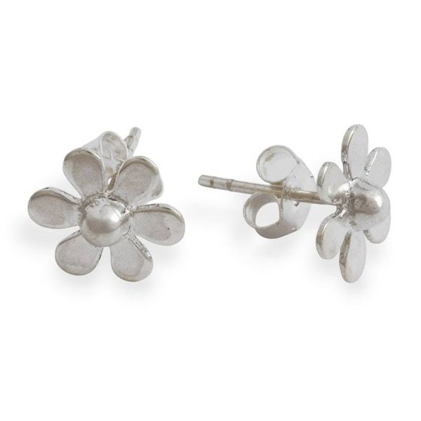 Alternate image for Spring-Themed Polished Sterling Silver Floral Stud Earrings Innocent Bloom