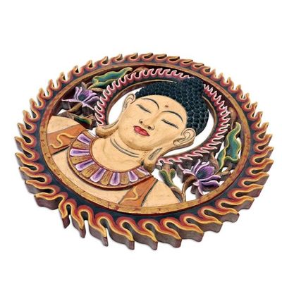 Alternate image for Hand Carved Suar Wood Relief Panel Circle of Peace