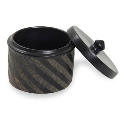 Alternate image for Black Ceramic Jars Crafted by Hand Pair Zebra Swirl