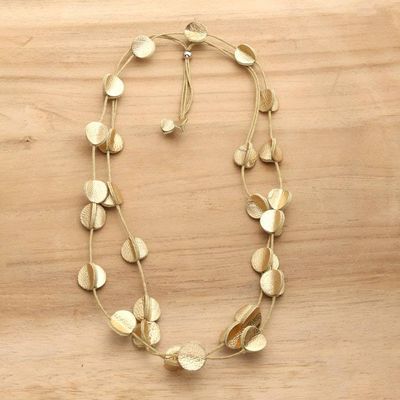 Alternate image for Golden-Toned Disc-Themed Leather Long Station Necklace Disco Glam