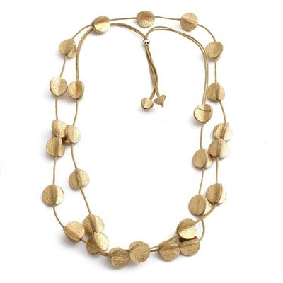 Alternate image for Golden-Toned Disc-Themed Leather Long Station Necklace Disco Glam