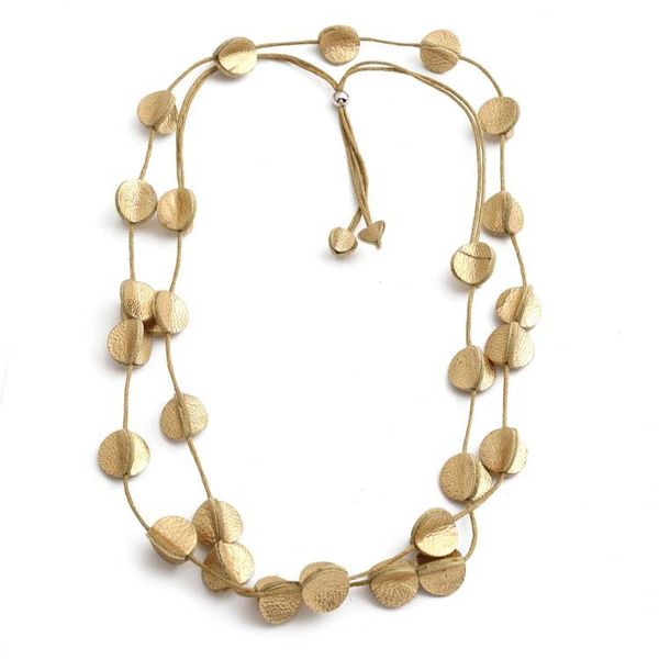 Alternate image for Golden-Toned Disc-Themed Leather Long Station Necklace Disco Glam