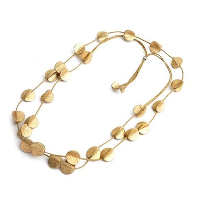 Alternate image for Golden-Toned Disc-Themed Leather Long Station Necklace Disco Glam