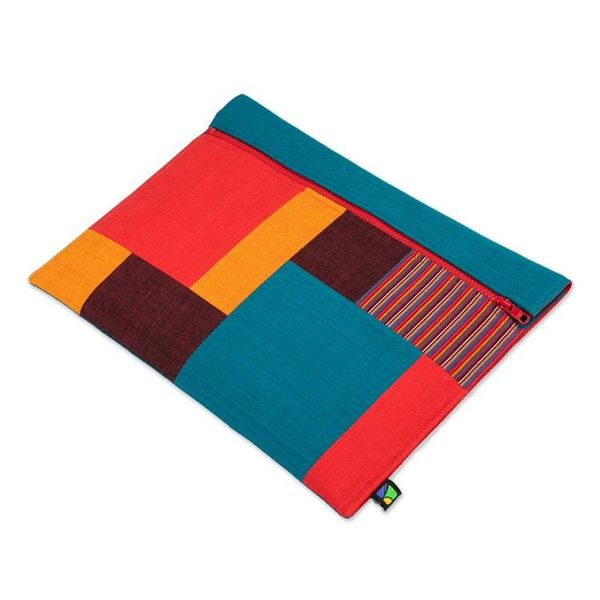 Alternate image for Multicolor 100 Cotton Laptop Case with Zippered Closure Personal Patchwork