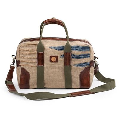 Alternate image for Leather-Accented Green Natural Fiber Shoulder Bag from Java Effortless Chic
