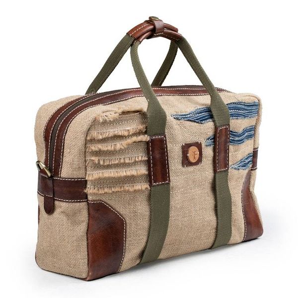 Alternate image for Leather-Accented Green Natural Fiber Shoulder Bag from Java Effortless Chic