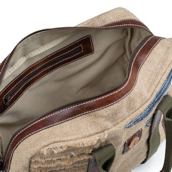 Alternate image for Leather-Accented Green Natural Fiber Shoulder Bag from Java Effortless Chic