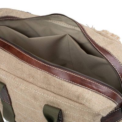 Alternate image for Leather-Accented Green Natural Fiber Shoulder Bag from Java Effortless Chic