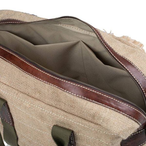 Alternate image for Leather-Accented Green Natural Fiber Shoulder Bag from Java Effortless Chic