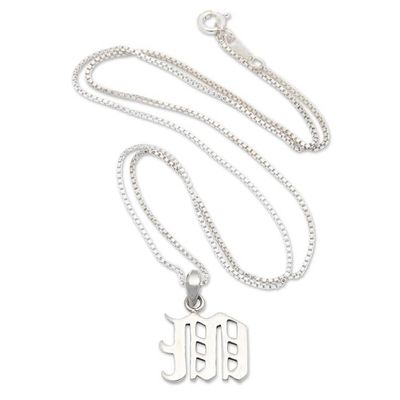 Primary image for Polished Sterling Silver Letter M Pendant Necklace from Bali Letter M