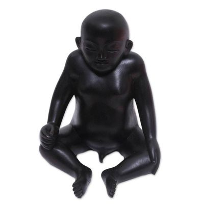 Alternate image for Hand-Carved Wood Baby Sculpture Crafted in Indonesia Sakah Baby