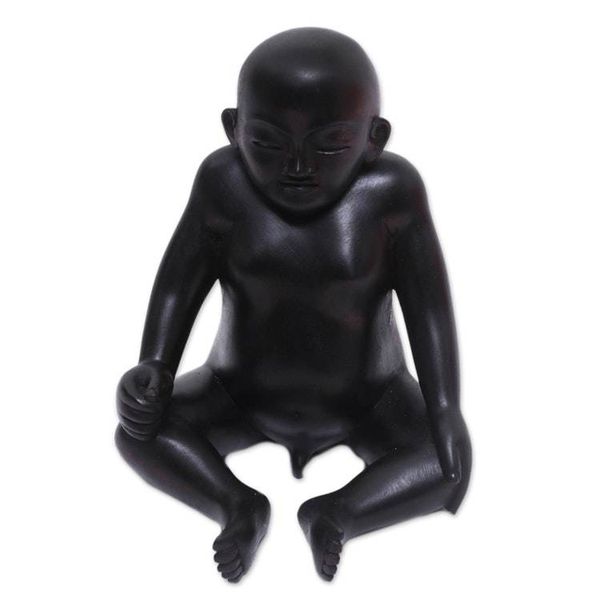 Alternate image for Hand-Carved Wood Baby Sculpture Crafted in Indonesia Sakah Baby