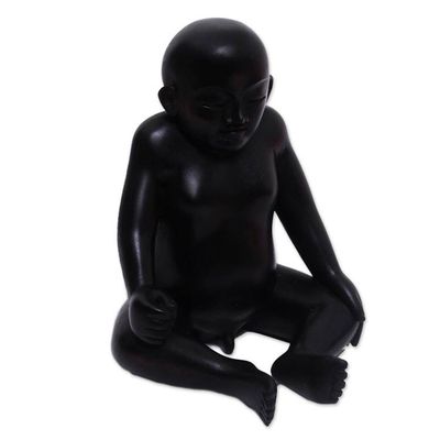 Alternate image for Hand-Carved Wood Baby Sculpture Crafted in Indonesia Sakah Baby