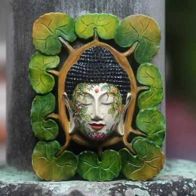 Alternate image for Nature-Themed Wood Buddha Wall Sculpture from Bali Natural Buddha