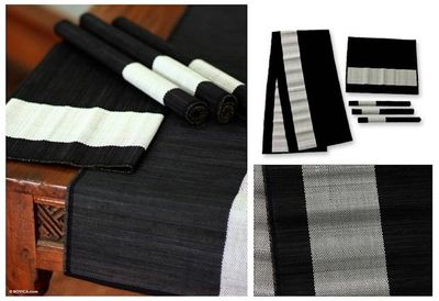 Primary image for Natural Fiber Table Runner and Placemats Set for 4 Java Minimalist