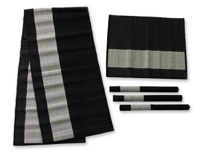 Alternate image for Natural Fiber Table Runner and Placemats Set for 4 Java Minimalist