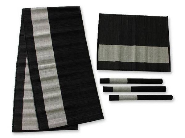 Alternate image for Natural Fiber Table Runner and Placemats Set for 4 Java Minimalist
