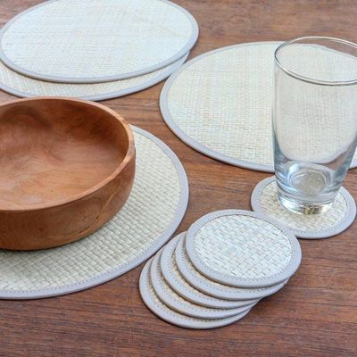Alternate image for Round Woven Pandanus Leaf Placemats and Coasters Set of 6 Nature in the Round