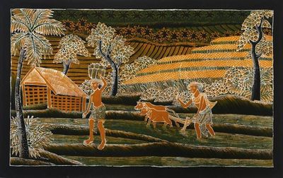 Primary image for Batik Cotton Farmlife Wall Hanging from Bali Farmers Routine