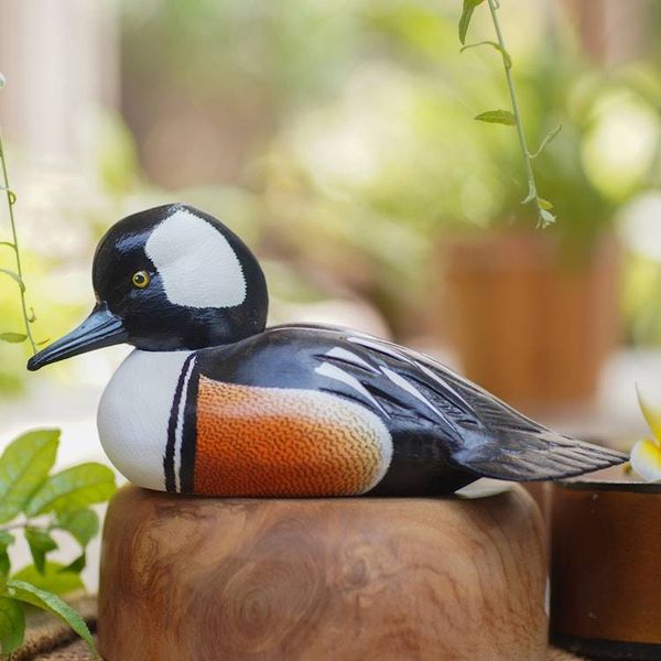 Alternate image for Hand Made Wood Sculpture Hooded Merganser Duck