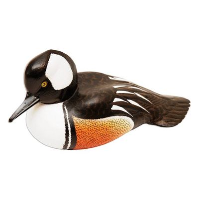 Alternate image for Hand Made Wood Sculpture Hooded Merganser Duck