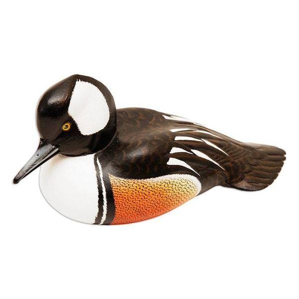 Alternate image for Hand Made Wood Sculpture Hooded Merganser Duck