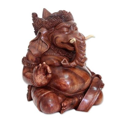 Alternate image for Wood statuette Kind Ganesha