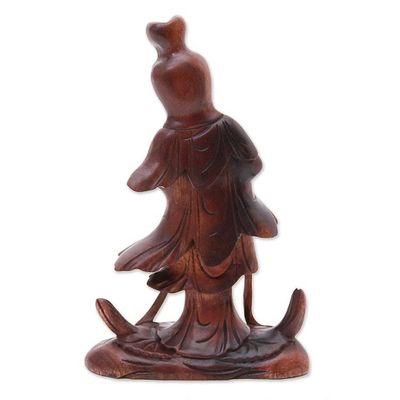 Alternate image for Hand Carved Balinese Signed Kwan Im Goddess Sculpture Goddess Kwan Im