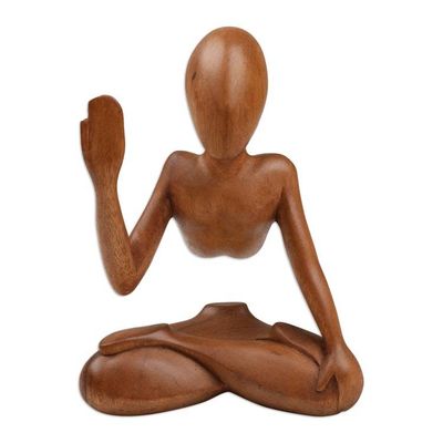 Alternate image for Suar Wood Sculpture Meditating Man