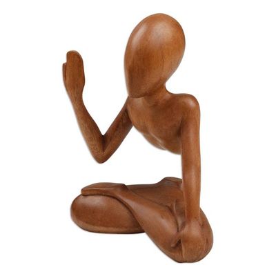Alternate image for Suar Wood Sculpture Meditating Man