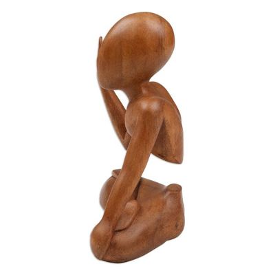 Alternate image for Suar Wood Sculpture Meditating Man