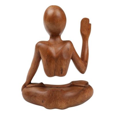 Alternate image for Suar Wood Sculpture Meditating Man