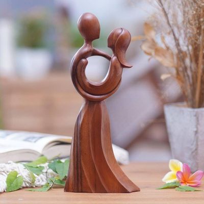 Primary image for Abstract Lovers Wood Statuette Hand Carved in Indonesia Valentine Dance