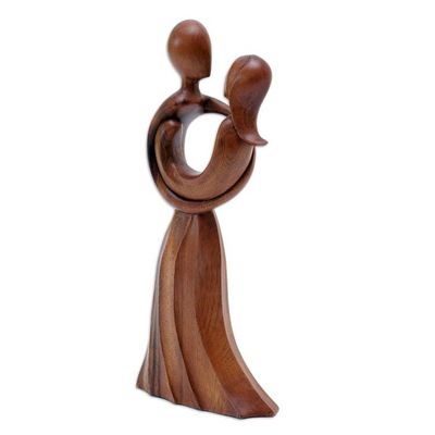 Alternate image for Abstract Lovers Wood Statuette Hand Carved in Indonesia Valentine Dance