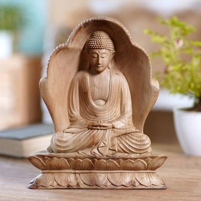 Alternate image for Hand Made Hibiscus Wood Buddha Sculpture I am You