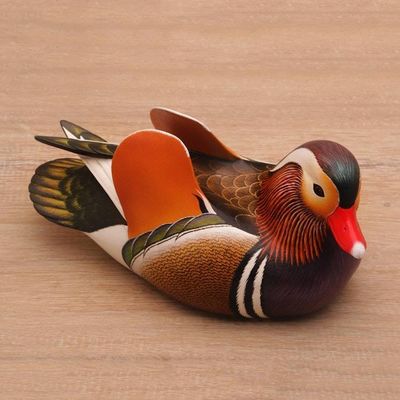 Alternate image for Original Hand Carved Wood Sculpture Mandarin Duck