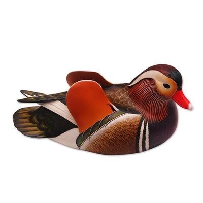 Alternate image for Original Hand Carved Wood Sculpture Mandarin Duck