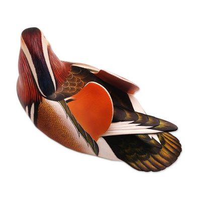 Alternate image for Original Hand Carved Wood Sculpture Mandarin Duck