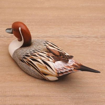 Alternate image for Hand Carved Albesia Wood Duck Statuette from Bali Pintail Duck